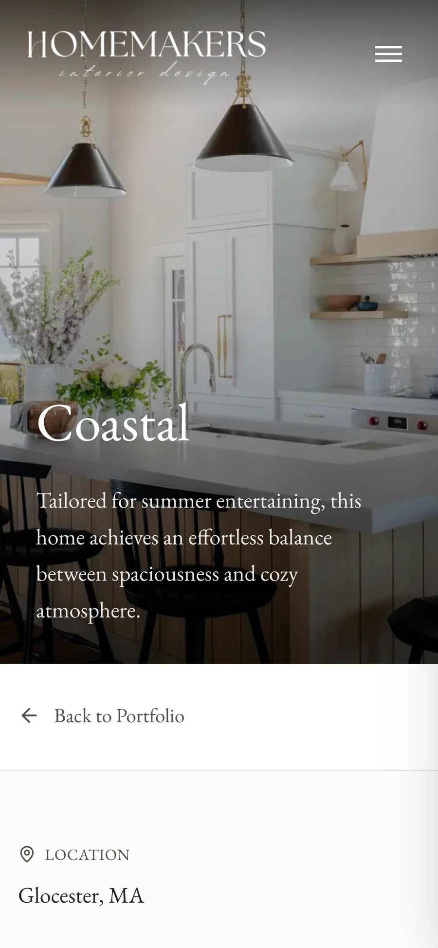 The Coastal project page on a phone, with its location, Glocester, Massachusetts.